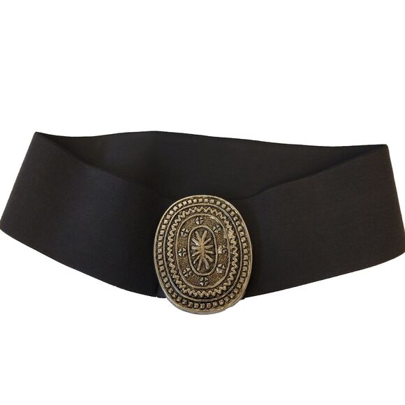 Vintage Accessories By PEARL Made In USA Black Stretch Sz M Women Belt - Picture 3 of 9